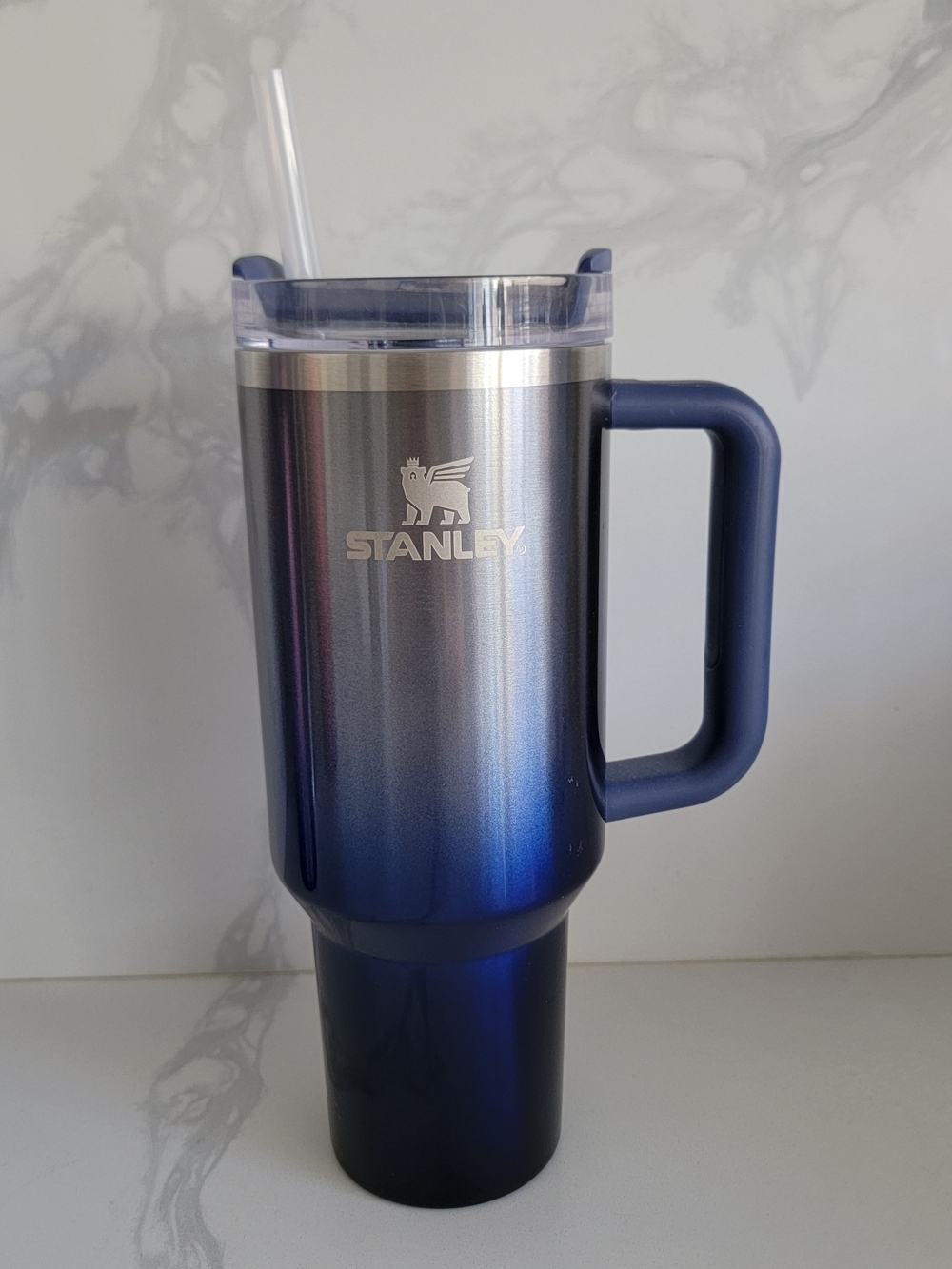 Stanley Insulated Travel Mug - Blue Ombre with Handle